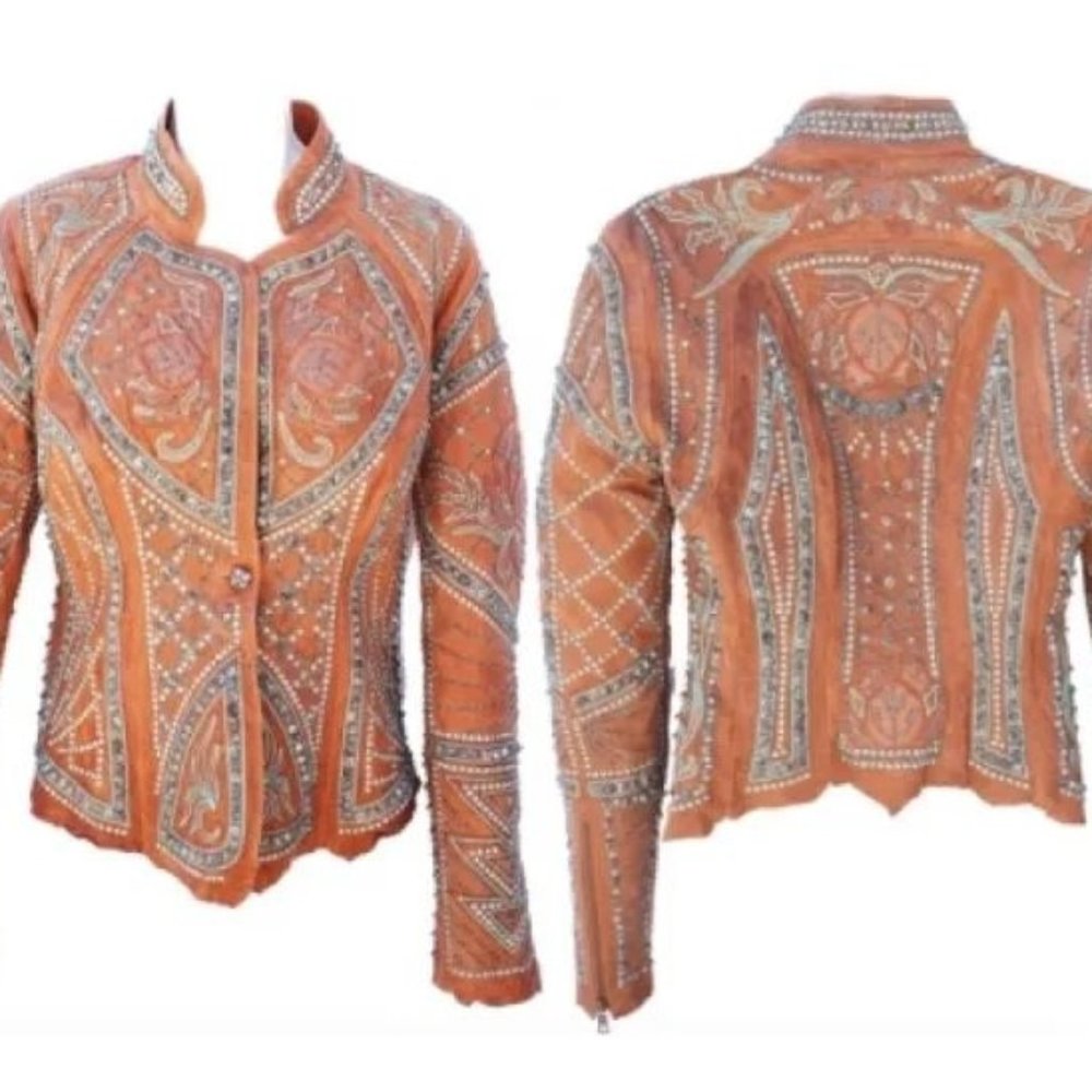 Celebrity leather jacket with Jems accesory